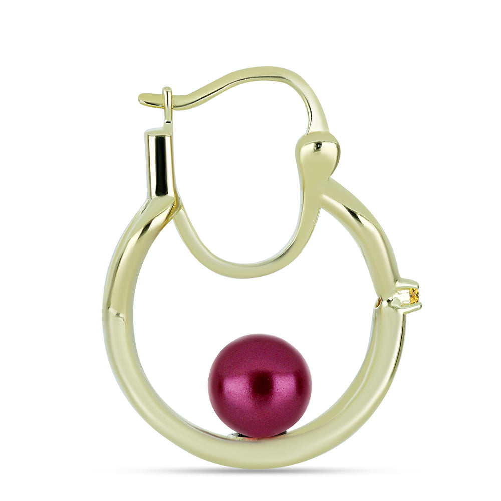 Cercei din Argint 925 Placat cu Aur ( 4.57 grame ) cu Perlă de cultură Violet și Citrin Ural 2.79 Carate 1 