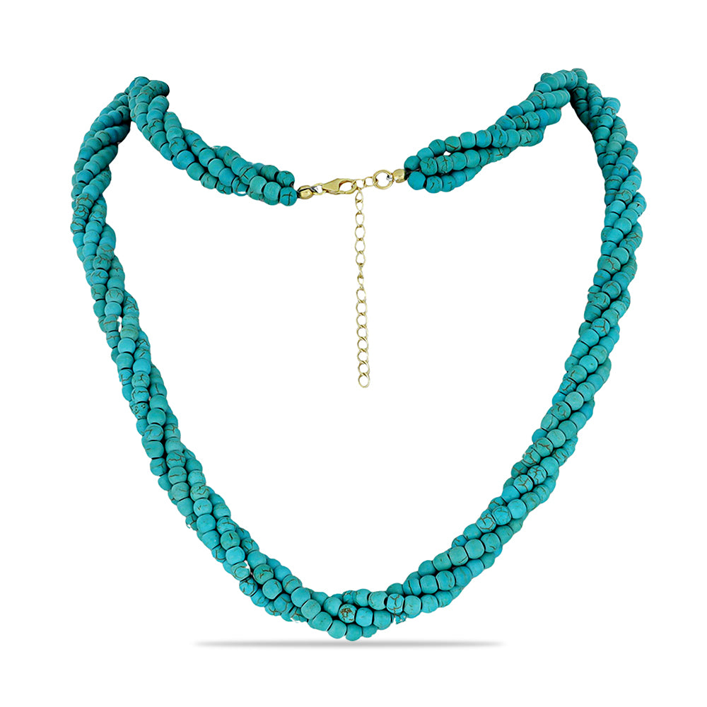 Colier din Argint 925 Placat cu Aur ( 1 grame ) cu Turcoaz ”Frumoasa Adormită” 205 Carate