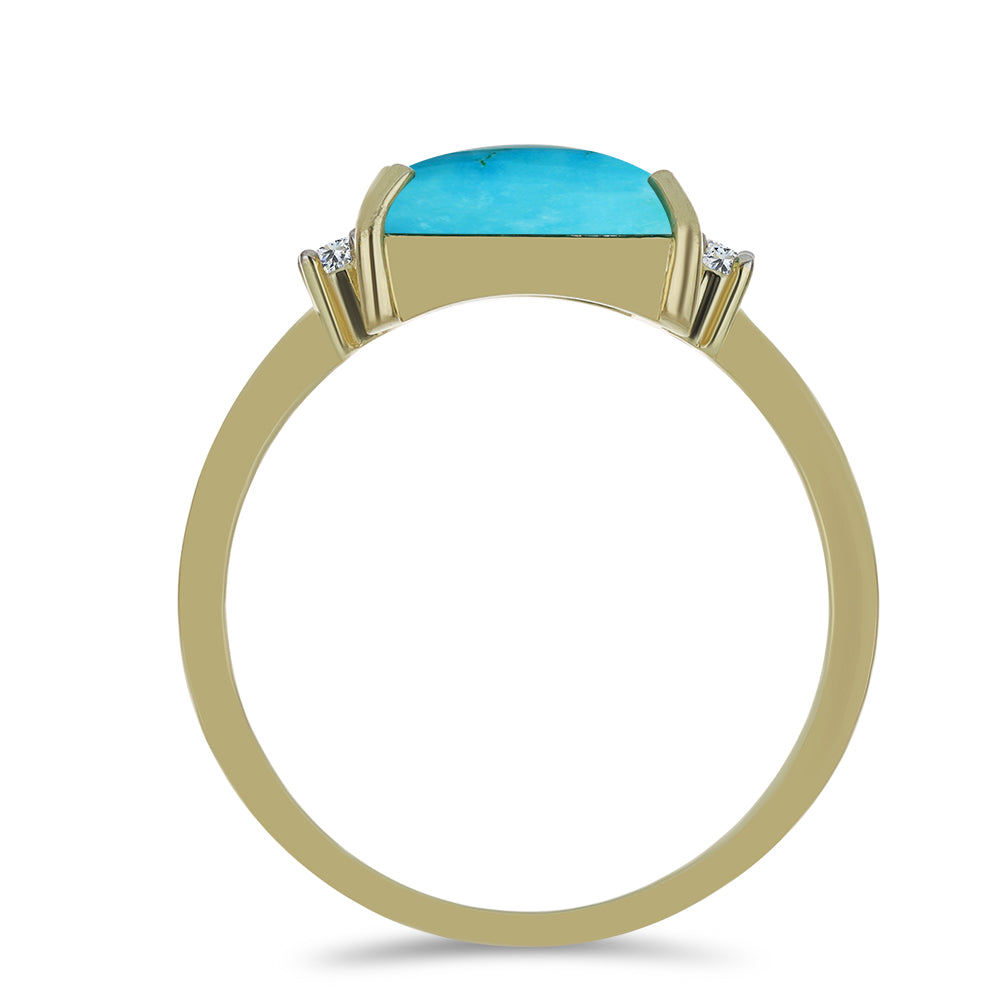 Inel din Argint 925 Placat cu Aur ( 2.18 grame ) cu Turcoaz ”Frumoasa Adormită” și Topaz Alb 1.45 Carate 2 