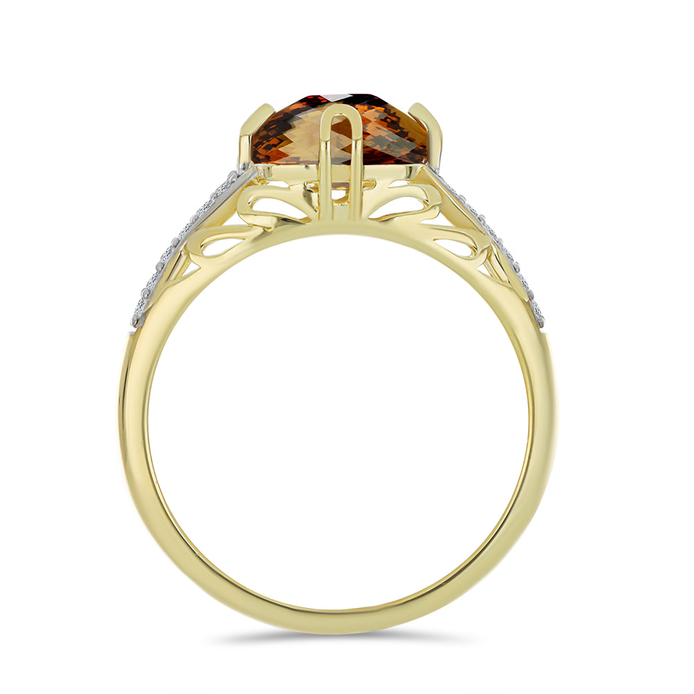 Inel din Argint 925 Placat cu Aur ( 2.57 grame ) cu Cuarț Coniac și Topaz Alb 2.2 Carate