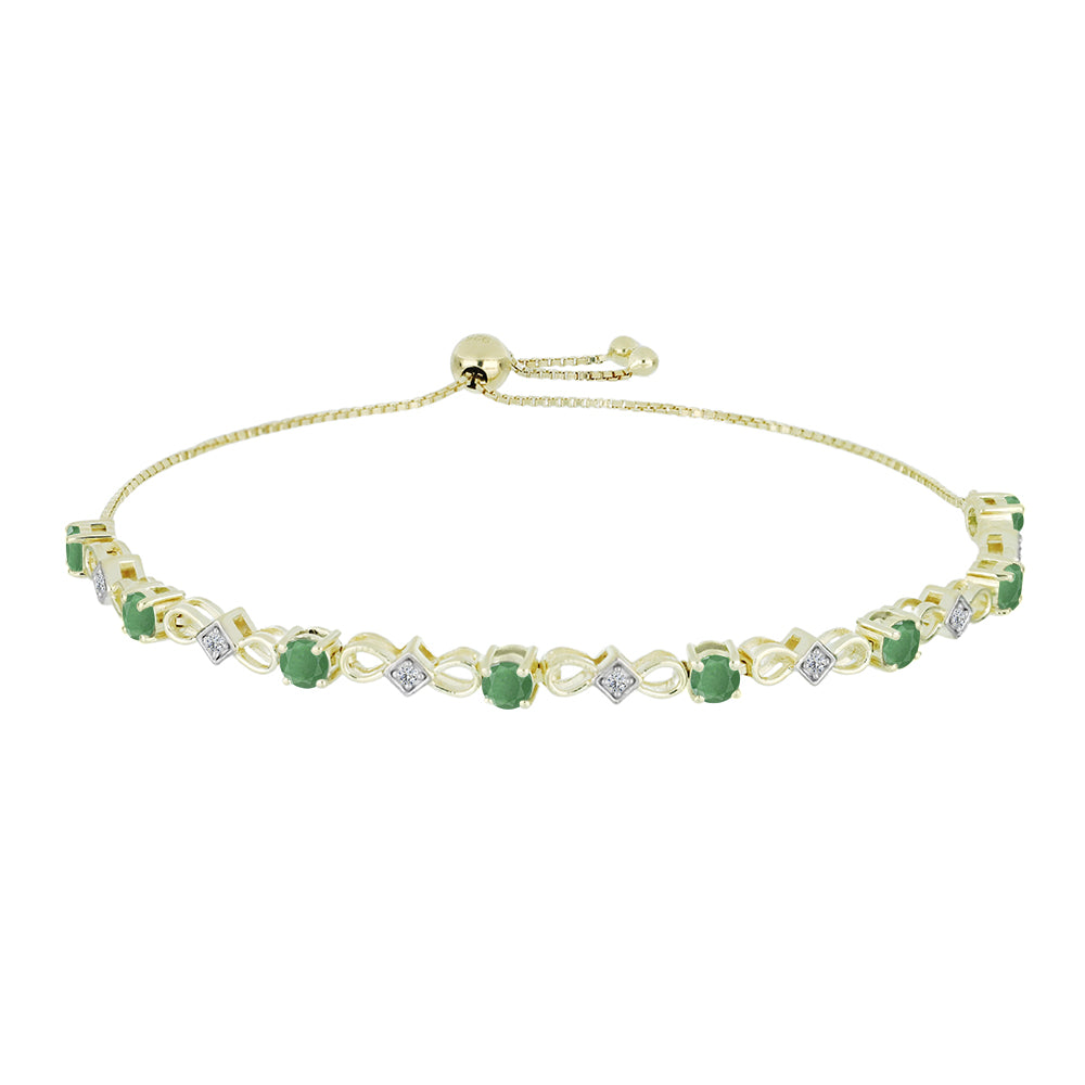 Brățară din Argint 925 Placat cu Aur ( 7.44 grame ) cu Smarald Brazilian și Topaz Alb 2.07 Carate 1 