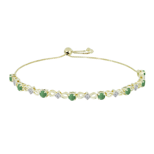 Brățară din Argint 925 Placat cu Aur ( 7.44 grame ) cu Smarald Brazilian și Topaz Alb 2.07 Carate