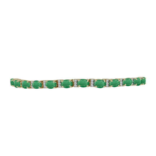 Brățară din Argint 925 Placat cu Aur ( 6.15 grame ) cu Smarald Brazilian și Topaz Alb 5.97 Carate