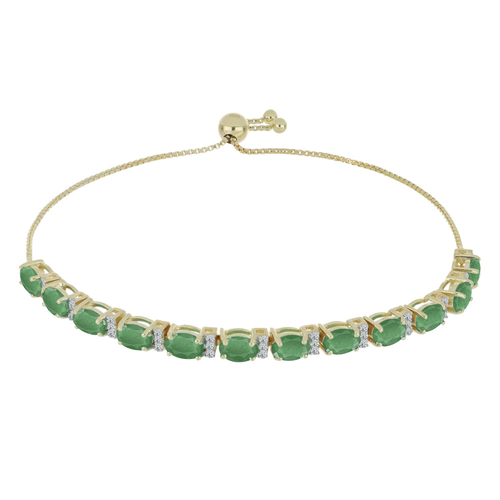 Brățară din Argint 925 Placat cu Aur ( 6.15 grame ) cu Smarald Brazilian și Topaz Alb 5.97 Carate