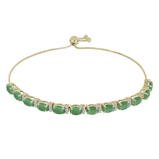 Brățară din Argint 925 Placat cu Aur ( 6.15 grame ) cu Smarald Brazilian și Topaz Alb 5.97 Carate