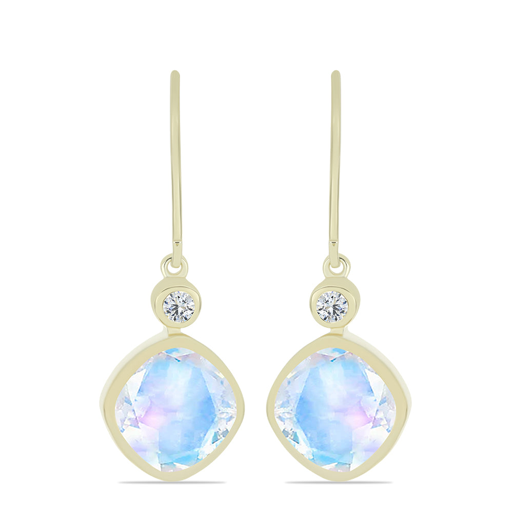 Cercei din Argint 925 Placat cu Aur ( 2.94 grame ) cu Piatra Lunii Curcubeu și Topaz Alb 7.71 Carate 1 