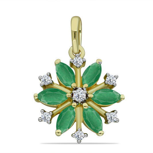 Pandantiv din Argint 925 Placat cu Aur ( 1.76 grame ) cu Smarald Brazilian și Topaz Alb 0.95 Carate