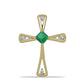 Cruce Pandantiv din Argint 925 Placat cu Aur ( 2.99 grame ) cu Smarald Brazilian și Topaz Alb 0.63 Carate