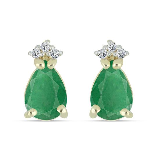 Cercei din Argint 925 Placat cu Aur ( 1.22 grame ) cu Smarald Brazilian și Topaz Alb 1.37 Carate