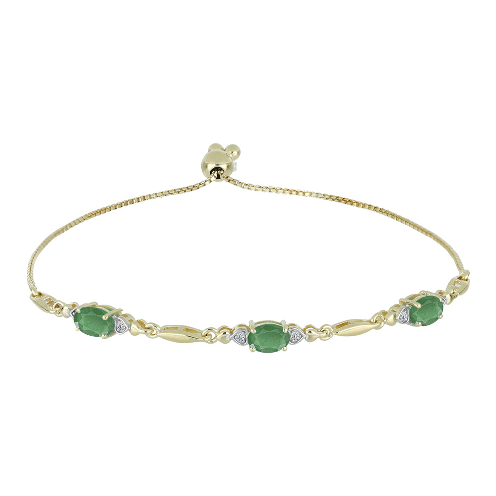 Brățară din Argint 925 Placat cu Aur ( 3.94 grame ) cu Smarald Brazilian și Topaz Alb 1.61 Carate 1 