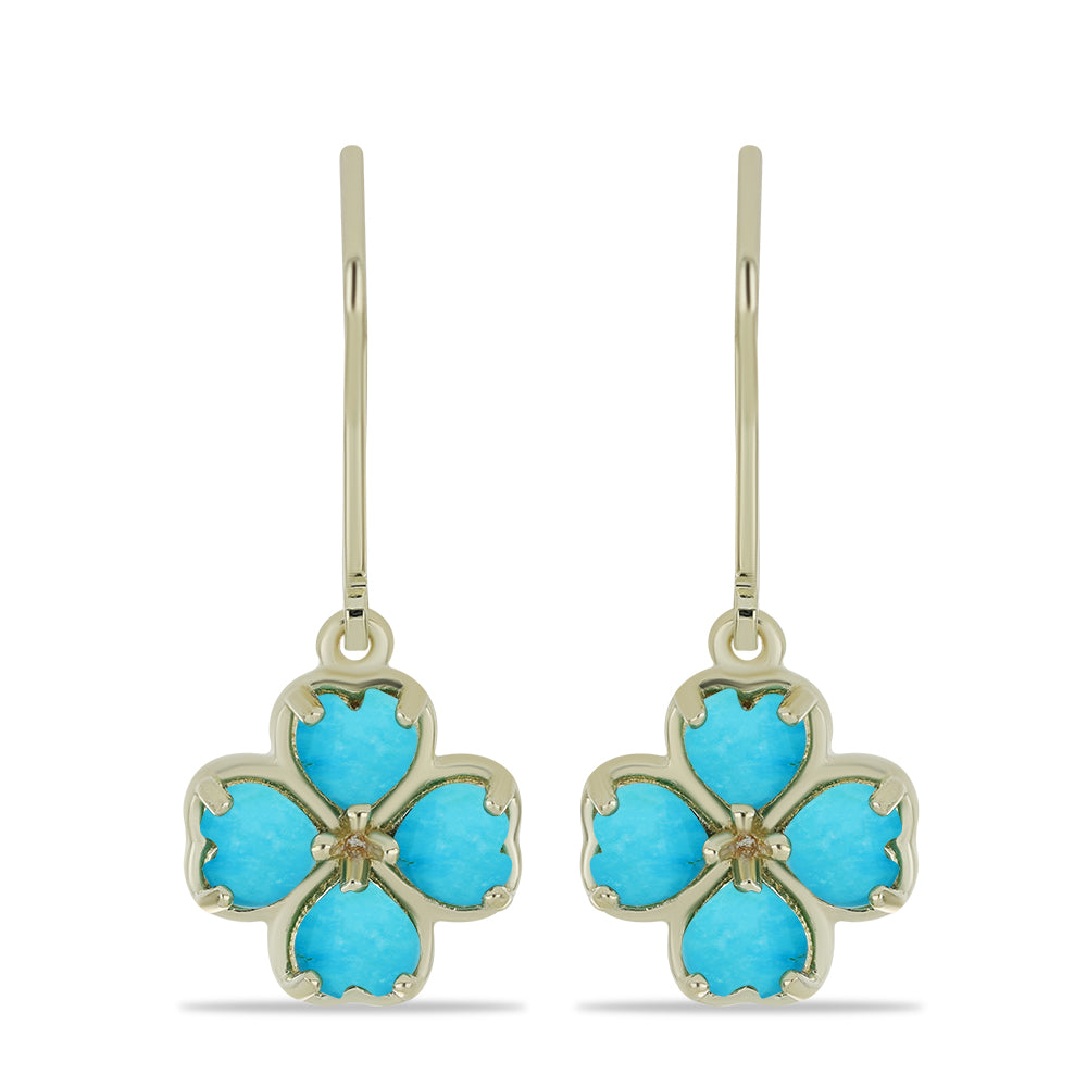 Cercei din Argint 925 Placat cu Aur ( 3.14 grame ) cu Turcoaz ”Frumoasa Adormită” 2.07 Carate