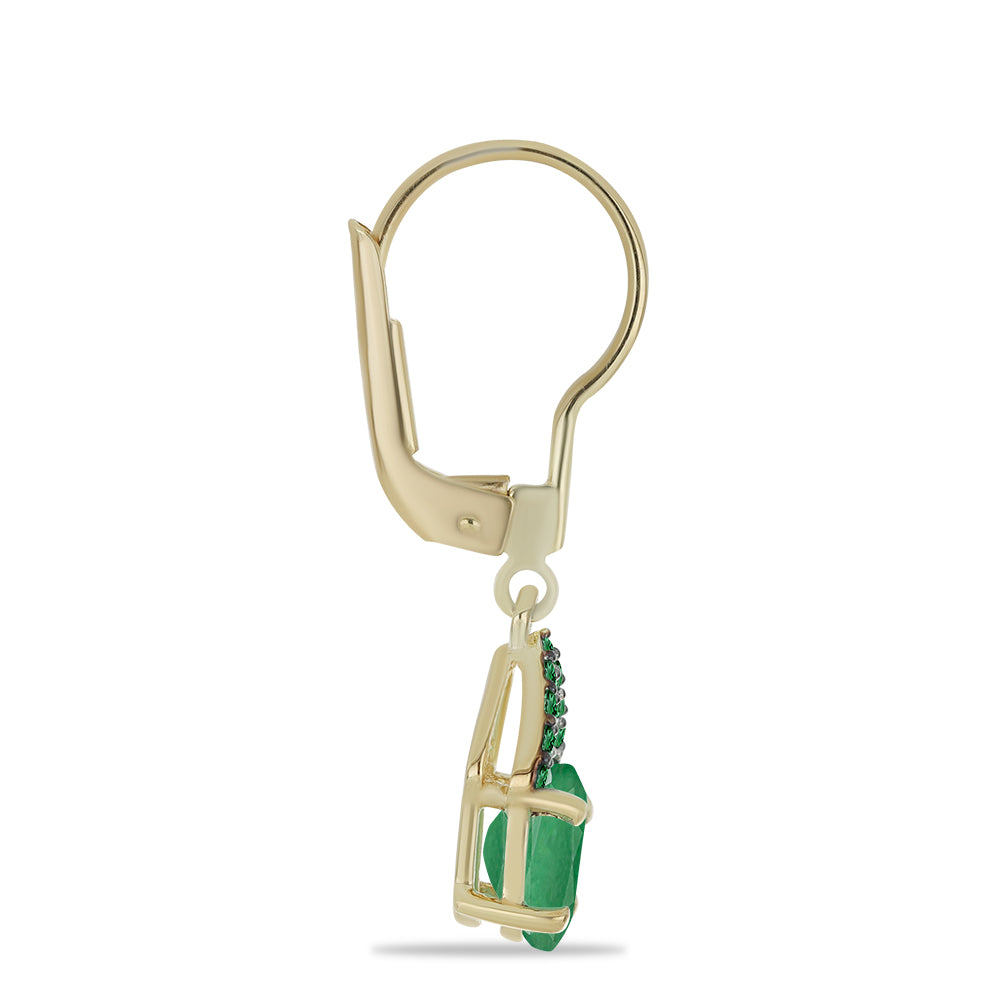 Cercei din Argint 925 Placat cu Aur ( 1.99 grame ) cu Smarald Brazilian și Topaz Alb 1.7 Carate