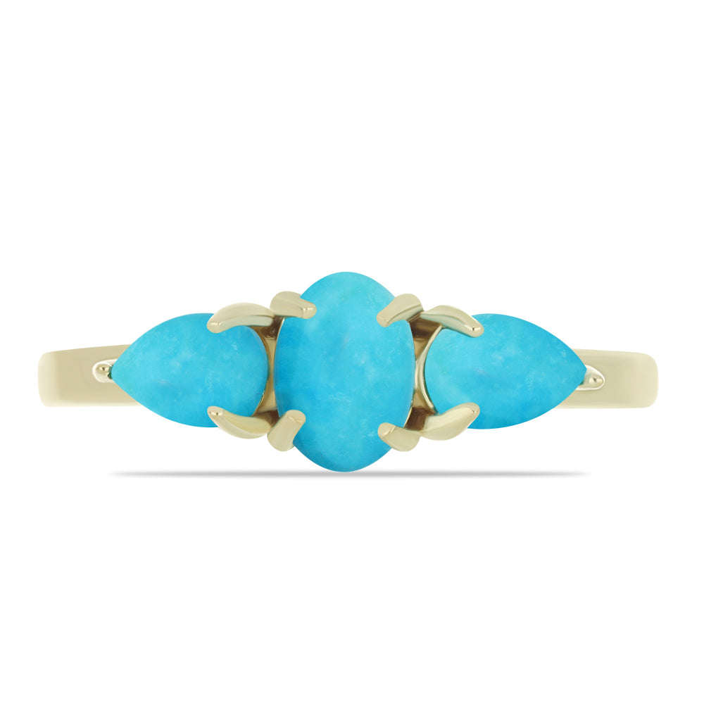 Inel din Argint 925 Placat cu Aur ( 2.38 grame ) cu Turcoaz ”Frumoasa Adormită” 1.47 Carate 1 