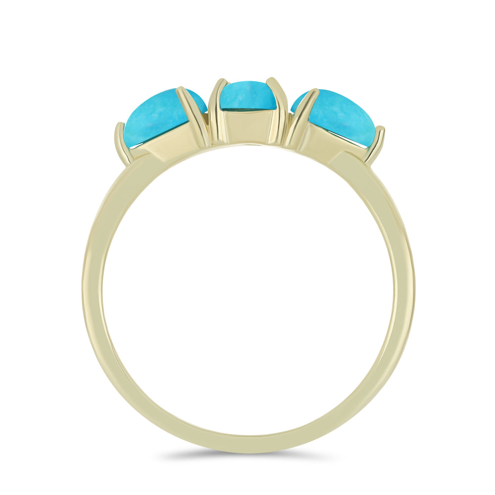 Inel din Argint 925 Placat cu Aur ( 2.38 grame ) cu Turcoaz ”Frumoasa Adormită” 1.47 Carate