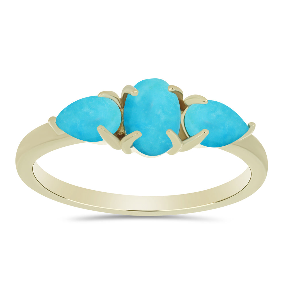 Inel din Argint 925 Placat cu Aur ( 2.38 grame ) cu Turcoaz ”Frumoasa Adormită” 1.47 Carate 3 