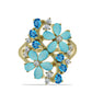 Inel din Argint 925 Placat cu Aur ( 5.32 grame ) cu Turcoaz ”Frumoasa Adormită” și Topaz Albastru ”Elveția” 3.39 Carate