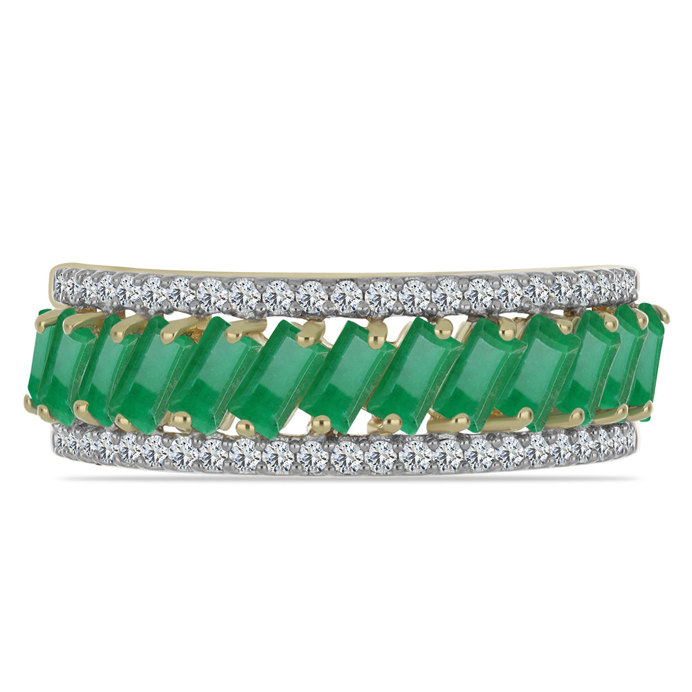 Inel din Argint 925 Placat cu Aur ( 3.16 grame ) cu Smarald Brazilian și Topaz Alb 1.91 Carate 1 