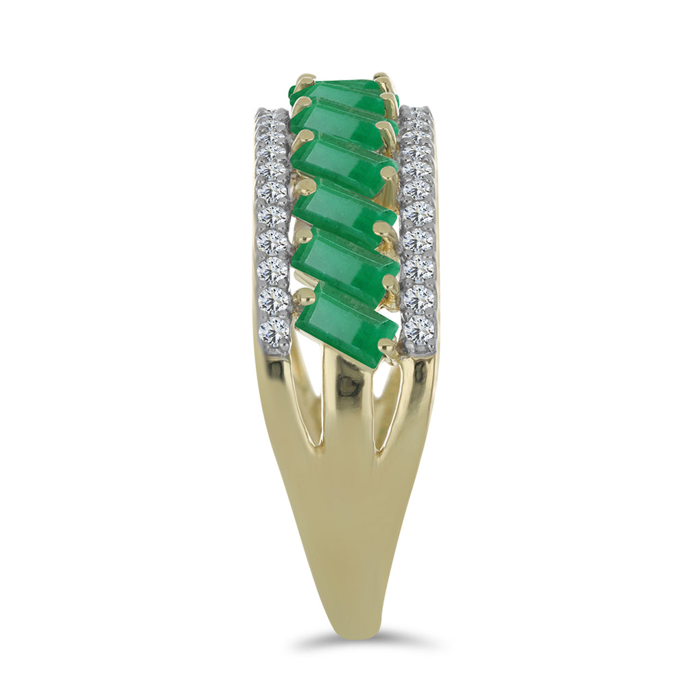 Inel din Argint 925 Placat cu Aur ( 3.16 grame ) cu Smarald Brazilian și Topaz Alb 1.91 Carate