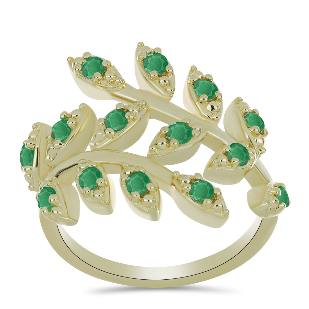 Inel din Argint 925 Placat cu Aur ( 4.47 grame ) cu Smarald Brazilian 0.61 Carate 3 