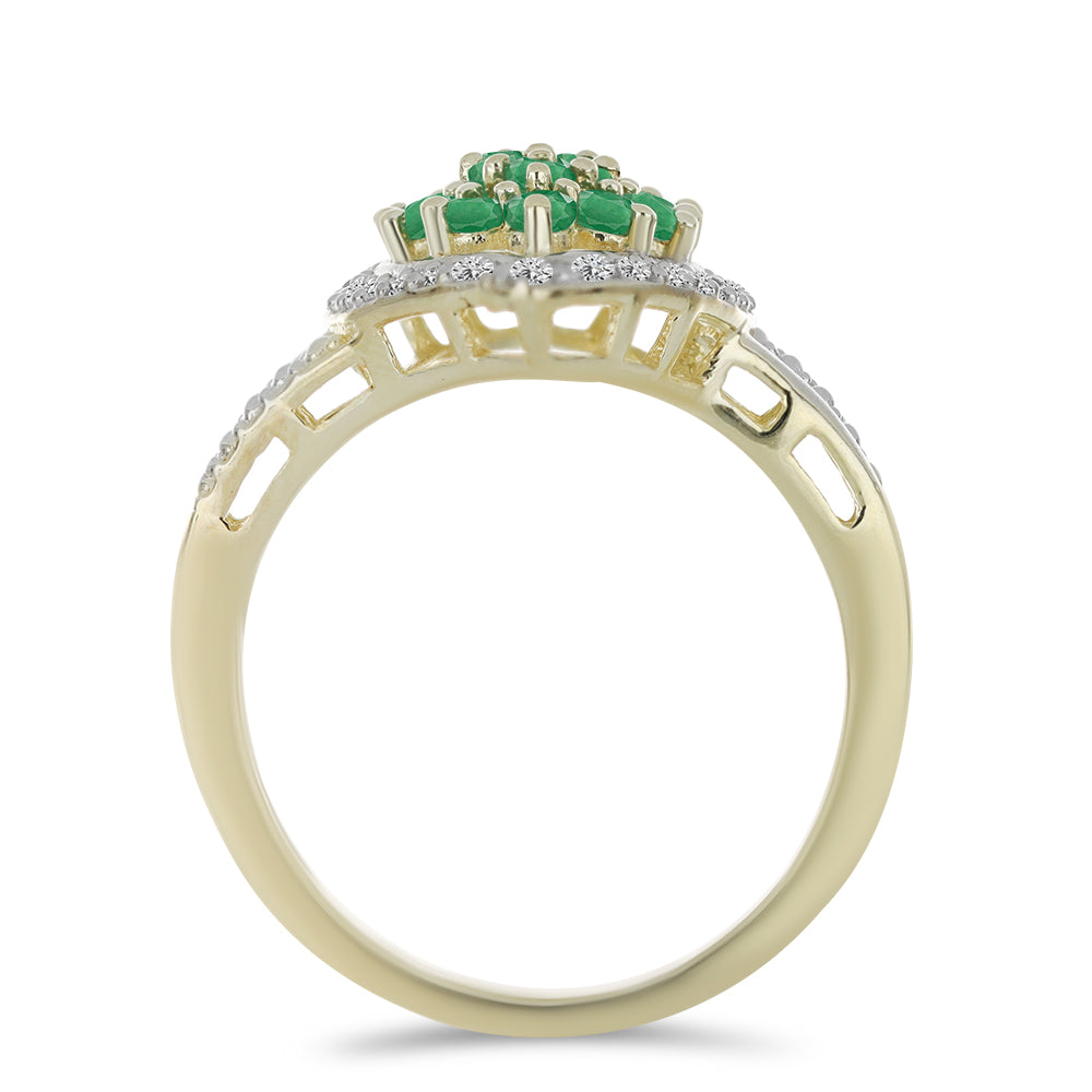 Inel din Argint 925 Placat cu Aur ( 3.49 grame ) cu Smarald Brazilian și Topaz Alb 1.27 Carate 2 