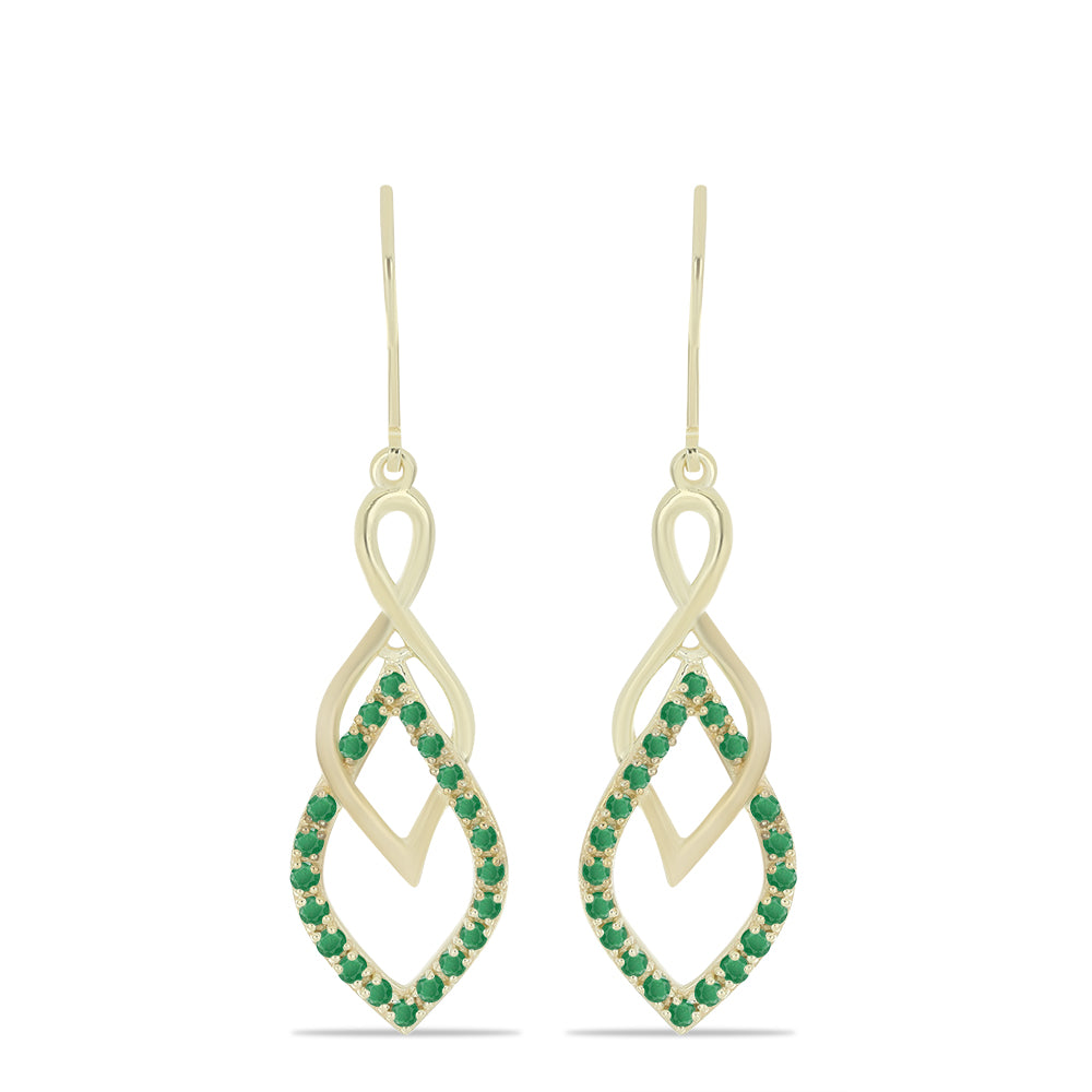 Cercei din Argint 925 Placat cu Aur ( 4.27 grame ) cu Smarald Brazilian 0.9 Carate