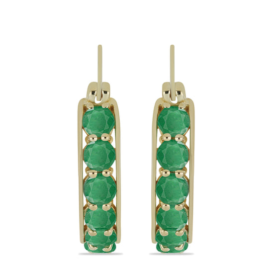 Cercei din Argint 925 Placat cu Aur ( 6.96 grame ) cu Smarald Brazilian 2.95 Carate