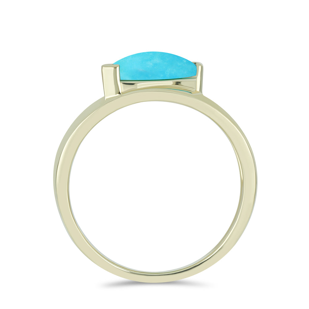 Inel din Argint 925 Placat cu Aur ( 4.11 grame ) cu Turcoaz ”Frumoasa Adormită” 1.47 Carate