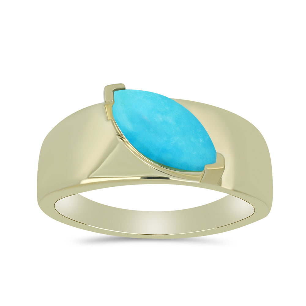 Inel din Argint 925 Placat cu Aur ( 4.11 grame ) cu Turcoaz ”Frumoasa Adormită” 1.47 Carate 3 