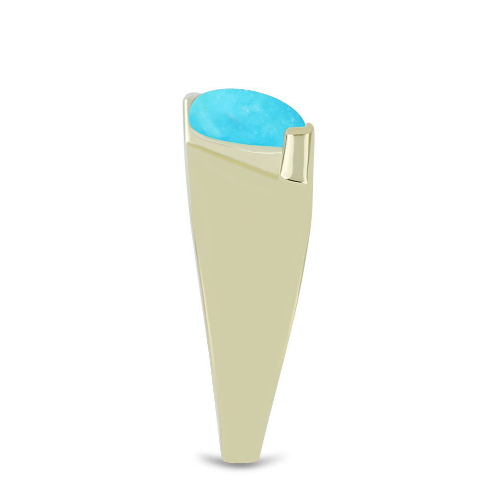 Inel din Argint 925 Placat cu Aur ( 4.11 grame ) cu Turcoaz ”Frumoasa Adormită” 1.47 Carate 4 