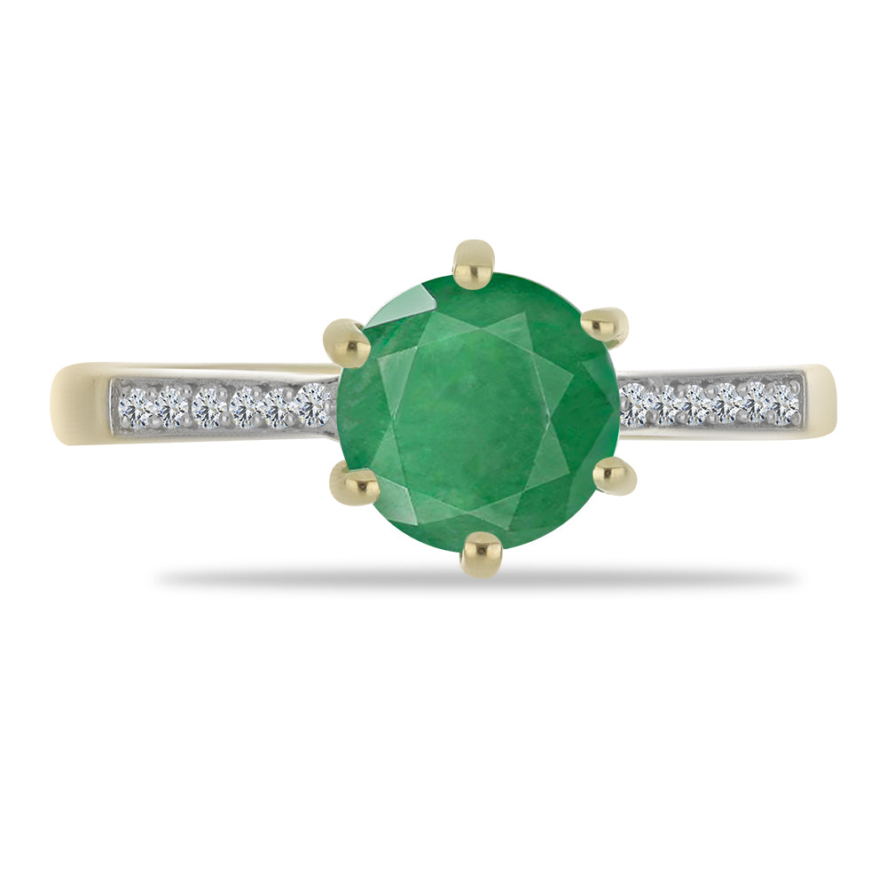 Inel din Argint 925 Placat cu Aur ( 2.62 grame ) cu Smarald Brazilian și Topaz Alb 2.12 Carate 1 