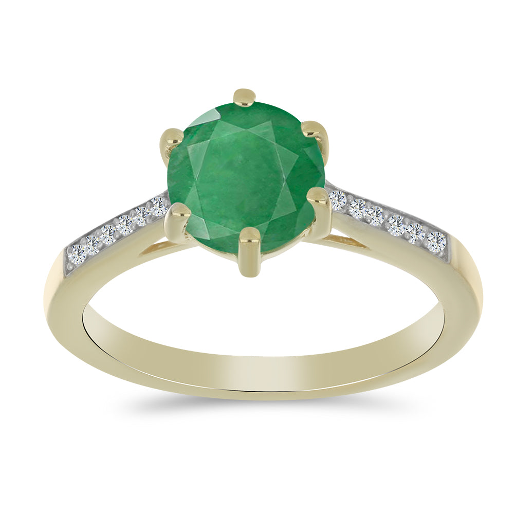 Inel din Argint 925 Placat cu Aur ( 2.62 grame ) cu Smarald Brazilian și Topaz Alb 2.12 Carate 3 