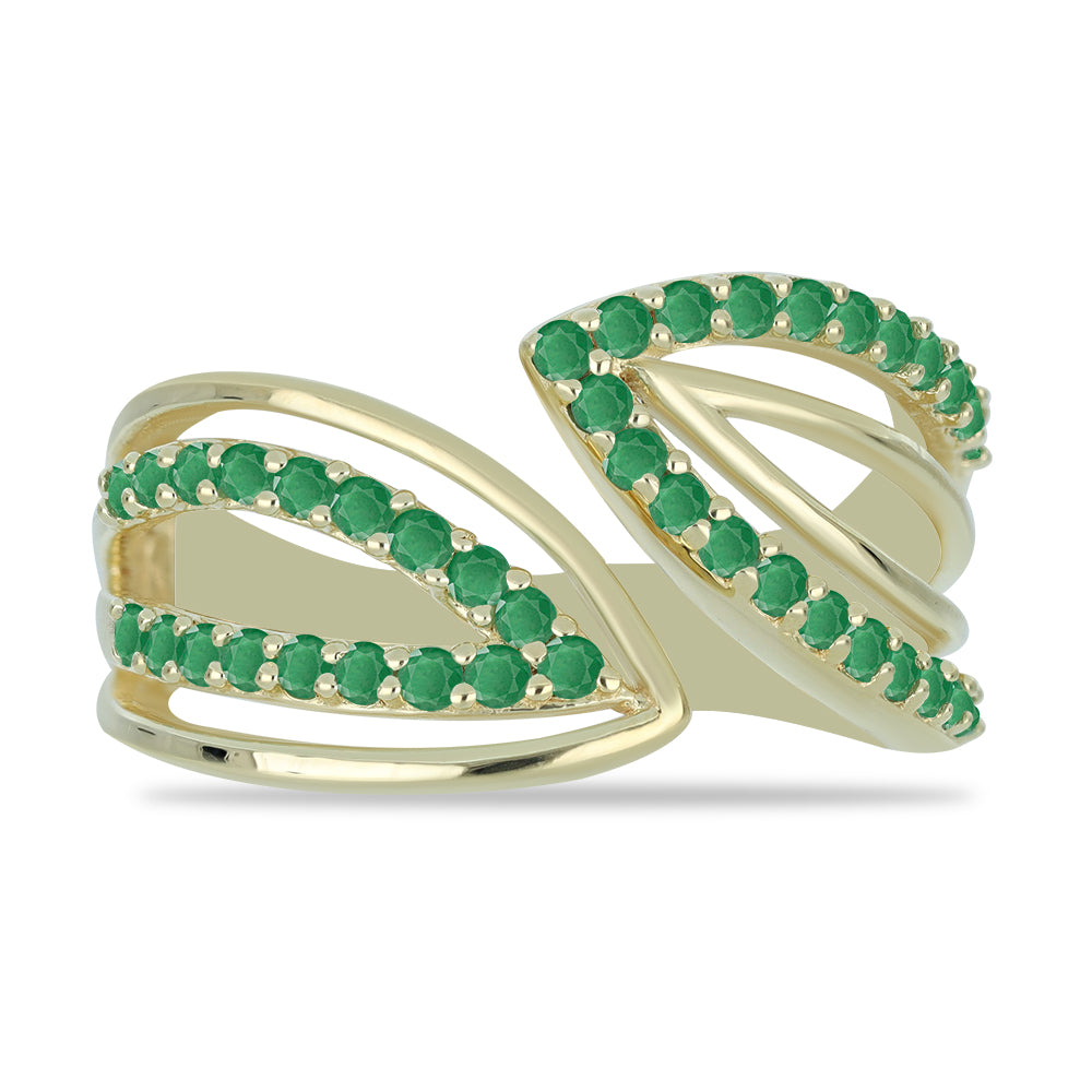 Inel din Argint 925 Placat cu Aur ( 4.48 grame ) cu Smarald Brazilian 0.74 Carate 1 