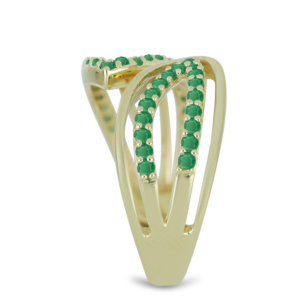 Inel din Argint 925 Placat cu Aur ( 4.48 grame ) cu Smarald Brazilian 0.74 Carate 4 