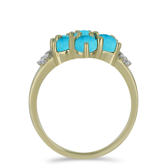 Inel din Argint 925 Placat cu Aur ( 2.68 grame ) cu Turcoaz ”Frumoasa Adormită” și Topaz Alb 1.53 Carate