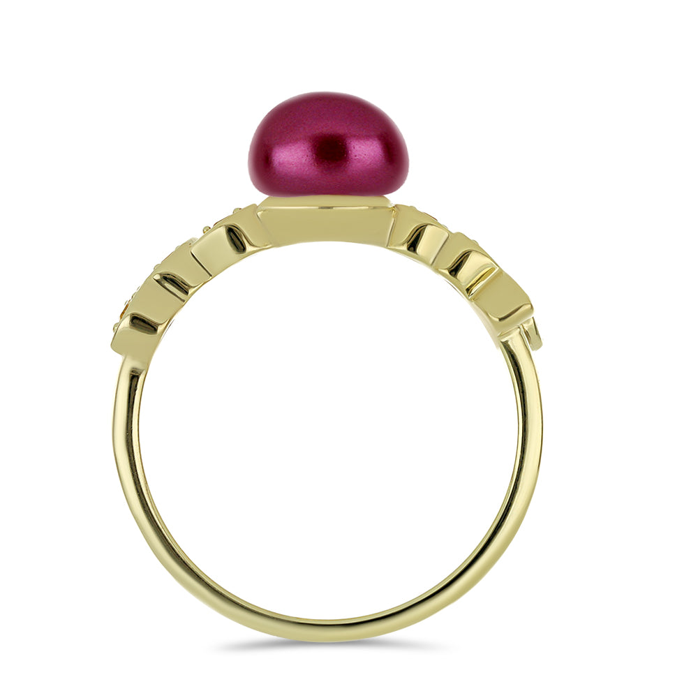 Inel din Argint 925 Placat cu Aur ( 2.74 grame ) cu Perlă de cultură Violet și Citrin Ural 2.65 Carate 2 