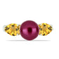 Inel din Argint 925 Placat cu Aur ( 2.98 grame ) cu Perlă de cultură Violet și Citrin Ural 4.04 Carate
