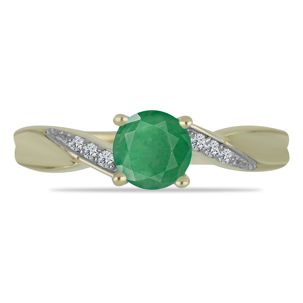 Inel din Argint 925 Placat cu Aur ( 2.23 grame ) cu Smarald Brazilian și Topaz Alb 0.99 Carate