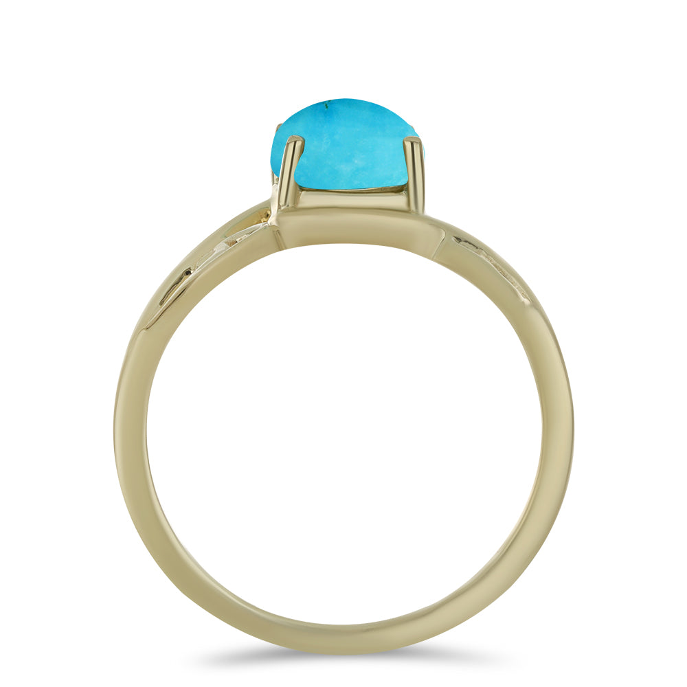 Inel din Argint 925 Placat cu Aur ( 2.63 grame ) cu Turcoaz ”Frumoasa Adormită” 1.63 Carate 2 