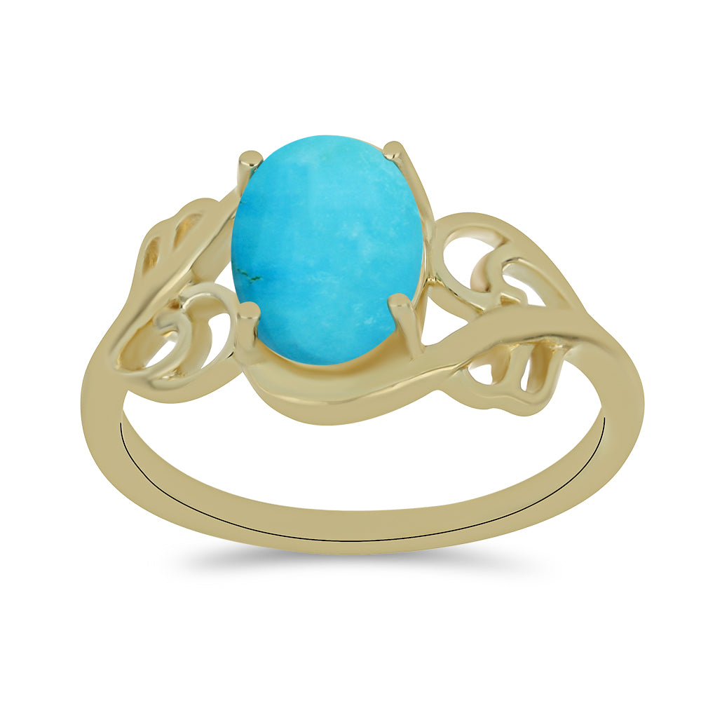 Inel din Argint 925 Placat cu Aur ( 2.63 grame ) cu Turcoaz ”Frumoasa Adormită” 1.63 Carate 3 