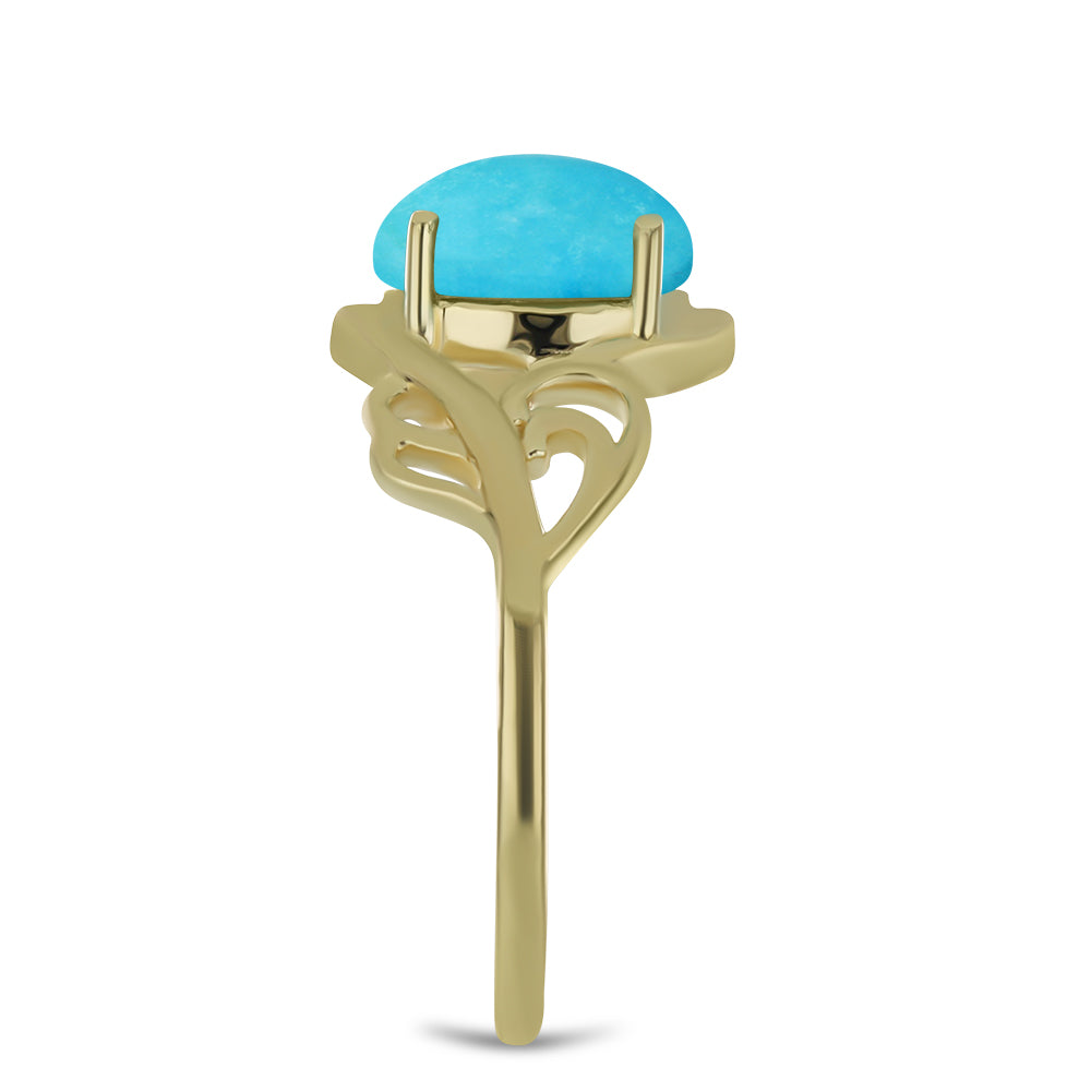 Inel din Argint 925 Placat cu Aur ( 2.63 grame ) cu Turcoaz ”Frumoasa Adormită” 1.63 Carate 4 