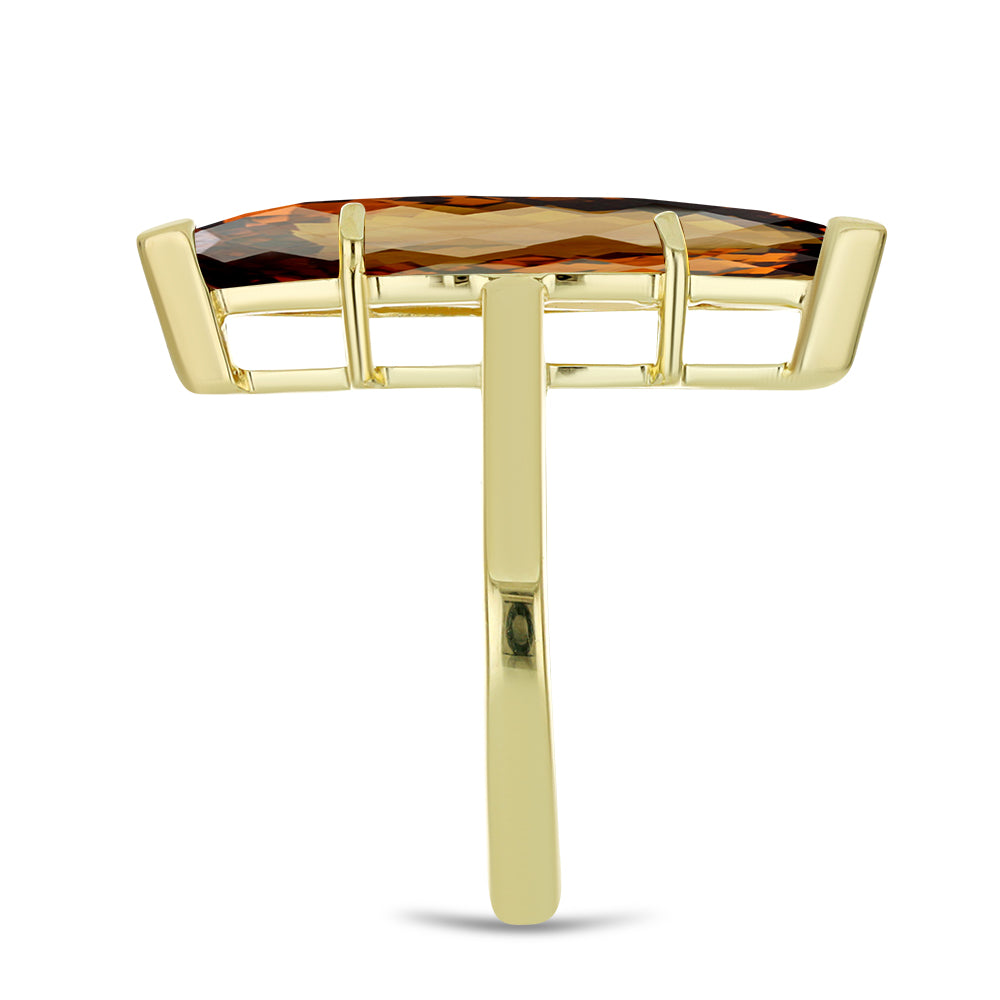 Inel din Argint 925 Placat cu Aur ( 3.14 grame ) cu Cuarț Coniac 3.8 Carate