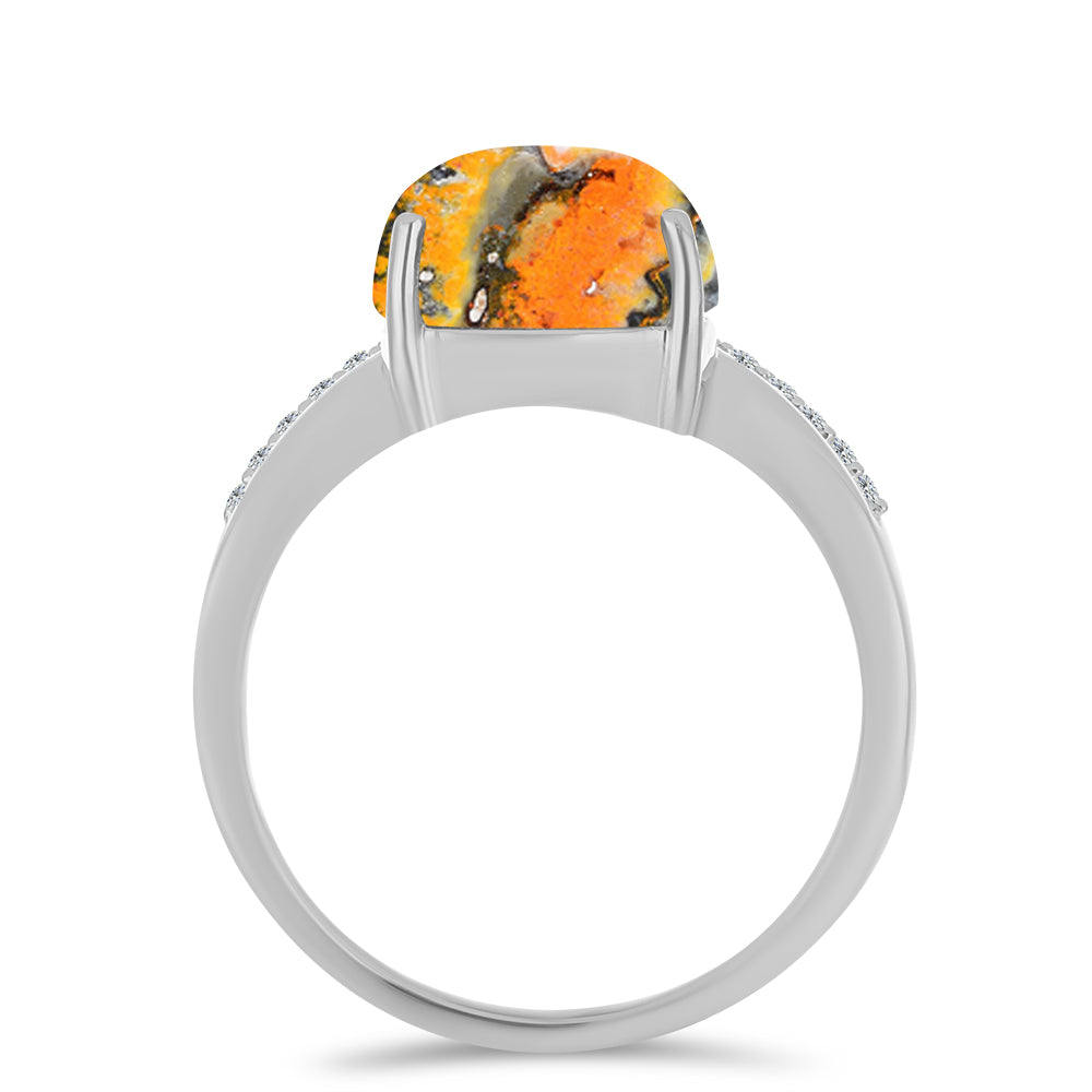 Inel din Argint 925 ( 3.24 grame ) cu Jasp Bumble Bee și Topaz Alb 5.03 Carate