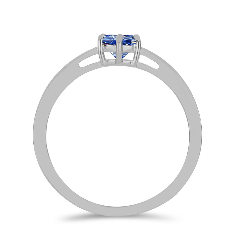 Inel din Argint 925 ( 1.83 grame ) cu Moissanite Albastru Regal cultivat în laborator 0.75 Carate 2 