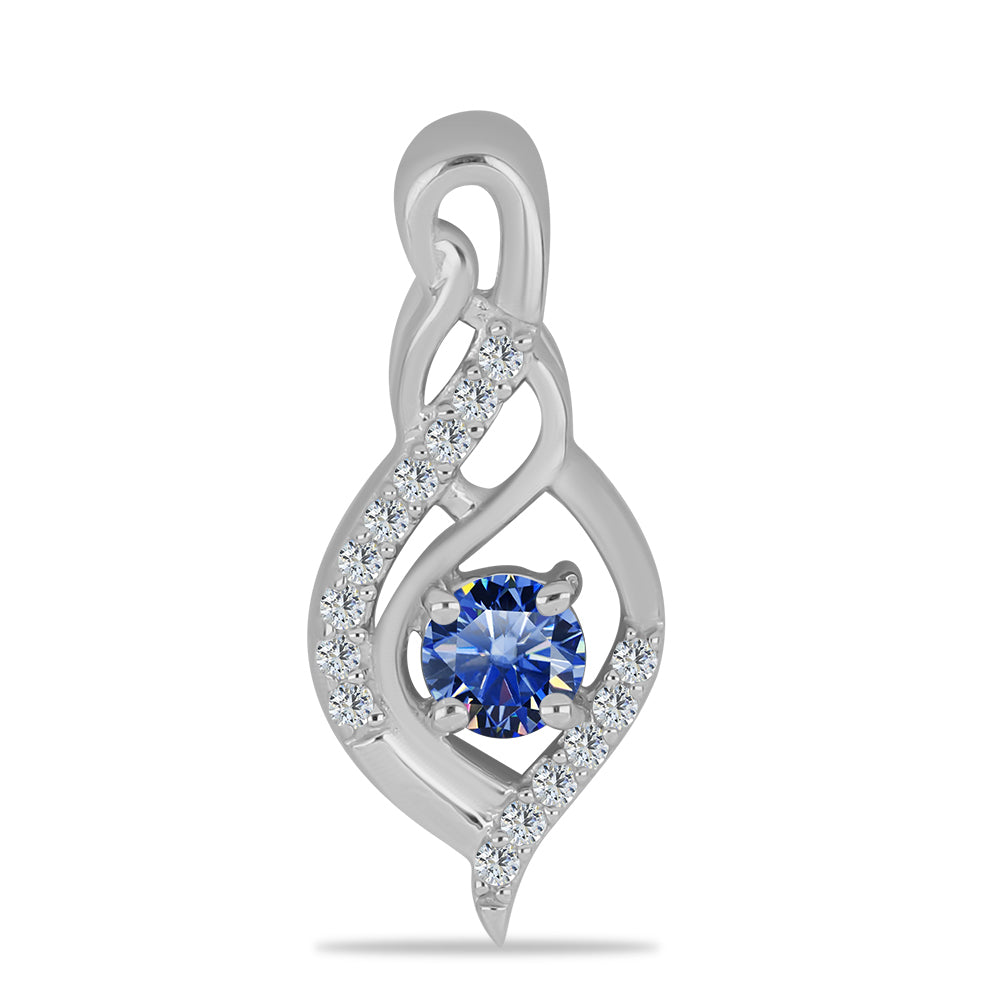 Pandantiv din Argint 925 ( 1.13 grame ) cu Moissanite Albastru Regal cultivat în laborator și Topaz Alb 0.35 Carate