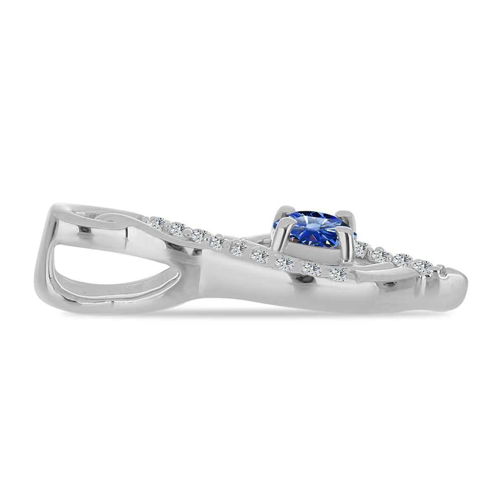 Pandantiv din Argint 925 ( 1.13 grame ) cu Moissanite Albastru Regal cultivat în laborator și Topaz Alb 0.35 Carate 2 