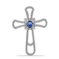 Cruce Pandantiv din Argint 925 ( 1.97 grame ) cu Moissanite Albastru Regal cultivat în laborator 0.24 Carate