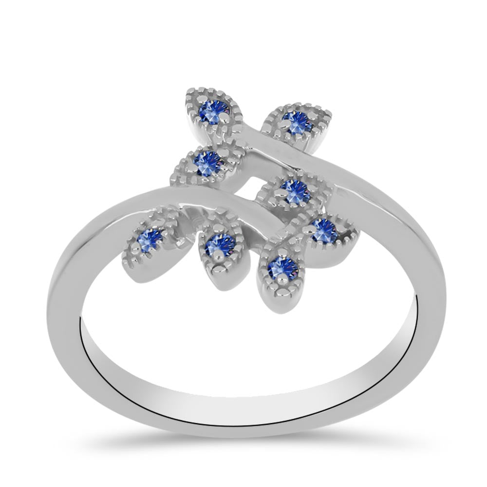 Inel din Argint 925 ( 2.84 grame ) cu Moissanite Albastru Regal cultivat în laborator 0.11 Carate 3 