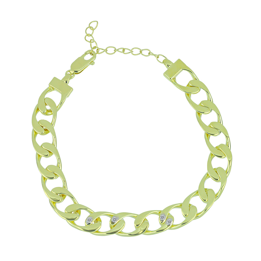 Brățară din Argint 925 Placat cu Aur ( 14.73 grame ) cu Diamant Alb 0.03 Carate 1 