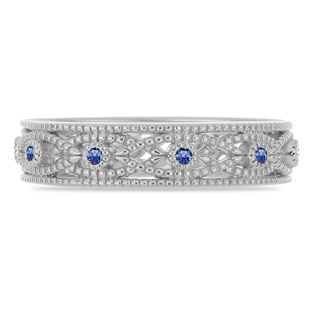 Inel din Argint 925 ( 3.33 grame ) cu Moissanite Albastru Regal cultivat în laborator 0.14 Carate
