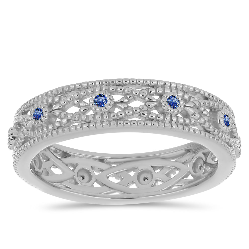 Inel din Argint 925 ( 3.33 grame ) cu Moissanite Albastru Regal cultivat în laborator 0.14 Carate